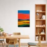 ダイニングに明るい彩りを添えるサンセット フィールド キャンバスアート