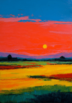 北欧ミニマル 抽象 キャンバスアート｜サンセット フィールド - 画像 (2)