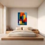 カラフルな色面アートの寝室設置イメージ