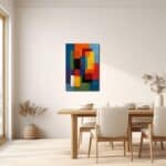 モダンな抽象キャンバスアートのダイニング設置イメージ