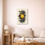 イエローサークル キャンバスアートを飾ったリビング空間