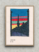 Abend（1921頃）の夕暮れの都市構成が映える名画アート フレーム設置イメージ