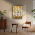 リビングに飾った白樺モチーフのアートパネルの設置イメージ 設置イメージ 5