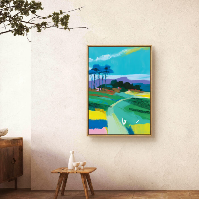 玄関 絵画｜青空と丘が軽やかに広がる風景アート