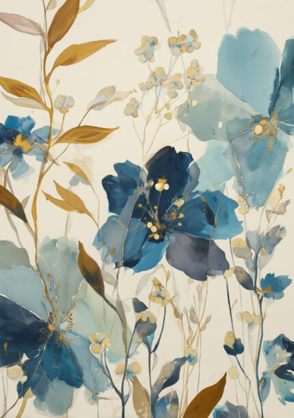 藍と水色の花が縦に伸びるフラワーアート