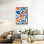 リビングに飾った青とオレンジのボタニカルアート 設置イメージ 6