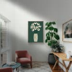 リビングに飾った深緑の花瓶モチーフのフラワーアートパネル 設置イメージ 5