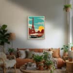 リビングに飾ったエッフェル塔モチーフのヴィンテージアートパネル 設置イメージ 6