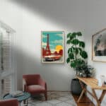 リビングに飾ったエッフェル塔モチーフのヴィンテージアートパネル 設置イメージ 10