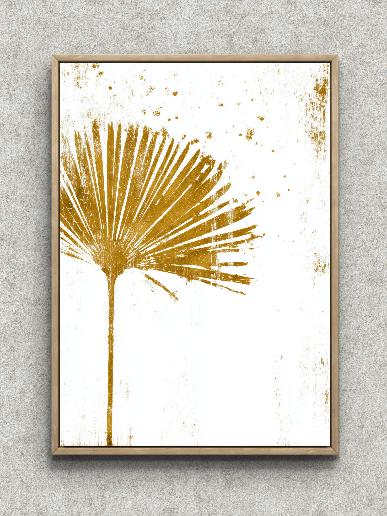 gold-fan-leaf-botanical-art-main-1-ma-10212.jpg 金色の扇形の葉を描いた余白のあるボタニカルアート フレーム設置イメージ