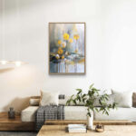 リビングに飾った金色の花形モチーフの抽象アート 設置イメージ 7