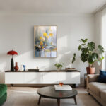 リビングに飾った金色の花形モチーフの抽象アート 設置イメージ 1