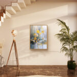 リビングに飾った金色の花形モチーフの抽象アート 設置イメージ 2