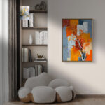 リビングに飾った金色の花形モチーフの抽象アート 設置イメージ 3