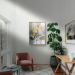 リビングに飾った金色の花形モチーフの抽象アート 設置イメージ 4