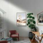 リビングに飾った白と金のやわらかな抽象アート 設置イメージ 6