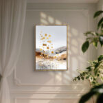 リビングに飾った白と金のやわらかな抽象アート 設置イメージ 2