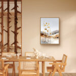 リビングに飾った白と金のやわらかな抽象アート 設置イメージ 5