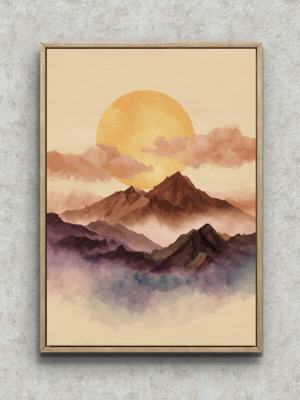 風景アート｜金色の陽と山霧