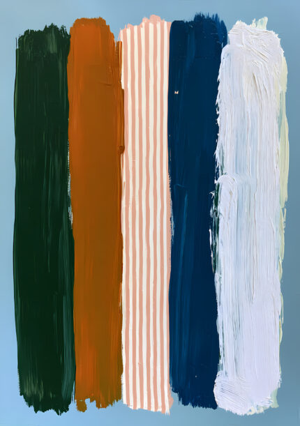 深緑や濃紺の縦帯が並ぶ抽象の壁飾りの壁飾りのアートパネル