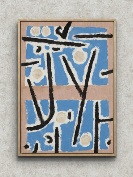 Untitled（ca.1938）の青い余白と黒線が映える名画アート フレーム設置イメージ