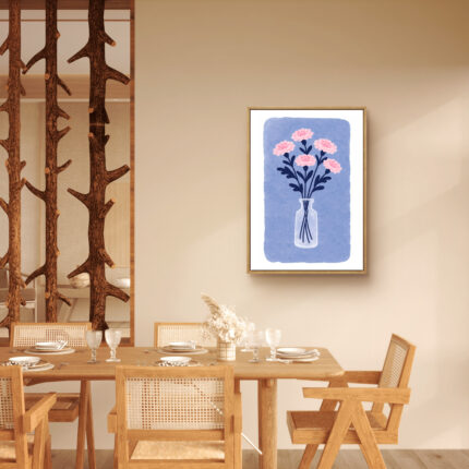 リビングに飾った花瓶とピンクの花のフラワーアート 設置イメージ 1