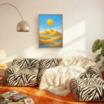 リビングに飾った金色の山並みの風景アート 設置イメージ 1