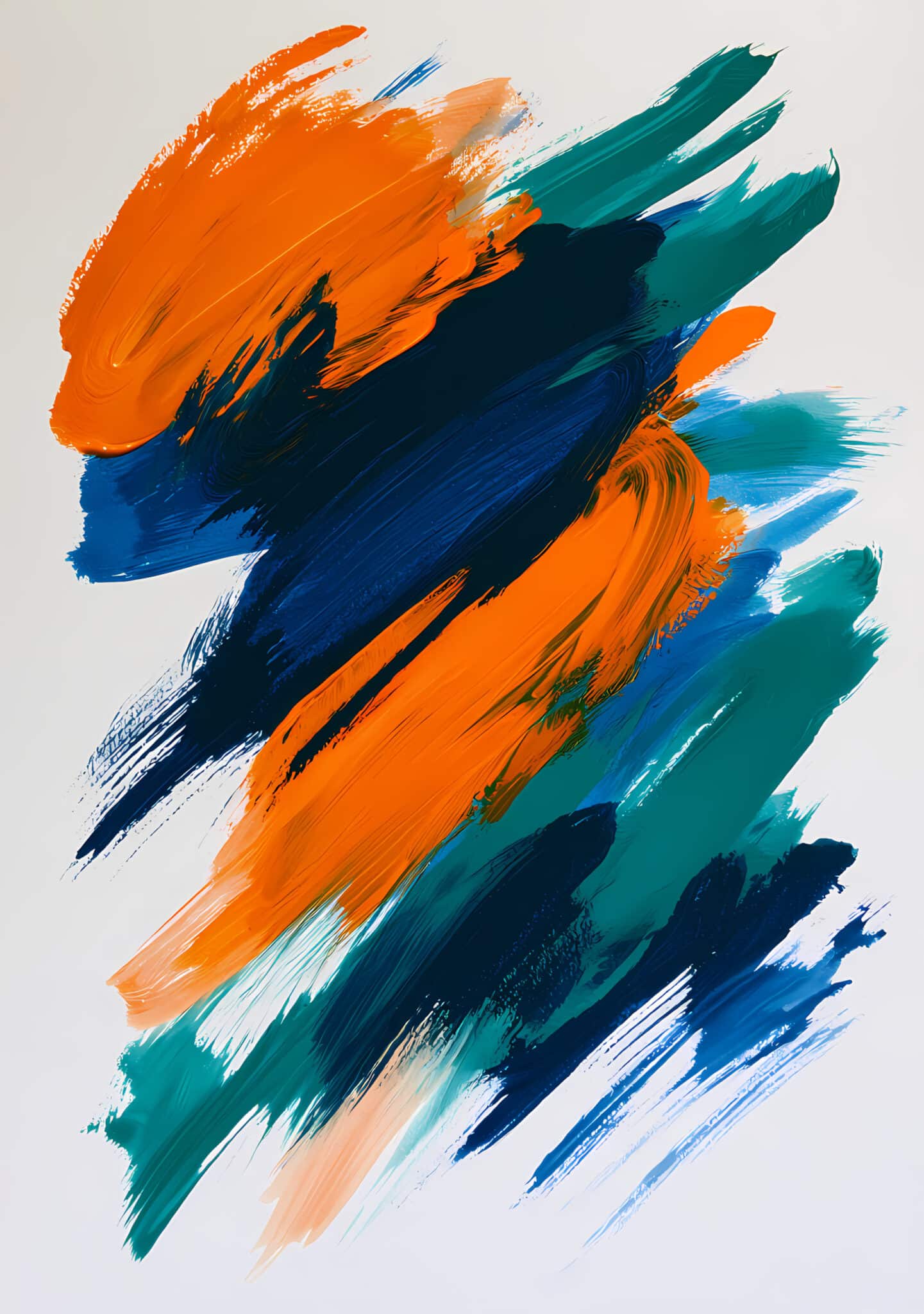 立体的な紙製アートパネル オレンジ青グラデーション オレンジ フラワーアートパネル｜斜め筆致が映えるモダン作品
