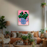 リビングに飾ったドット柄の花瓶モチーフの植物 インテリアアート 設置イメージ 4