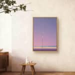 リビングに飾った夕空の街灯モチーフのミニマル ピンク 風景アートパネル 設置イメージ 6