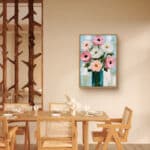 リビングに飾った淡いピンクの花瓶のフラワーアートパネル 設置イメージ 9