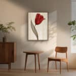 リビングに飾った赤い花のボタニカルアートパネル 設置イメージ 2