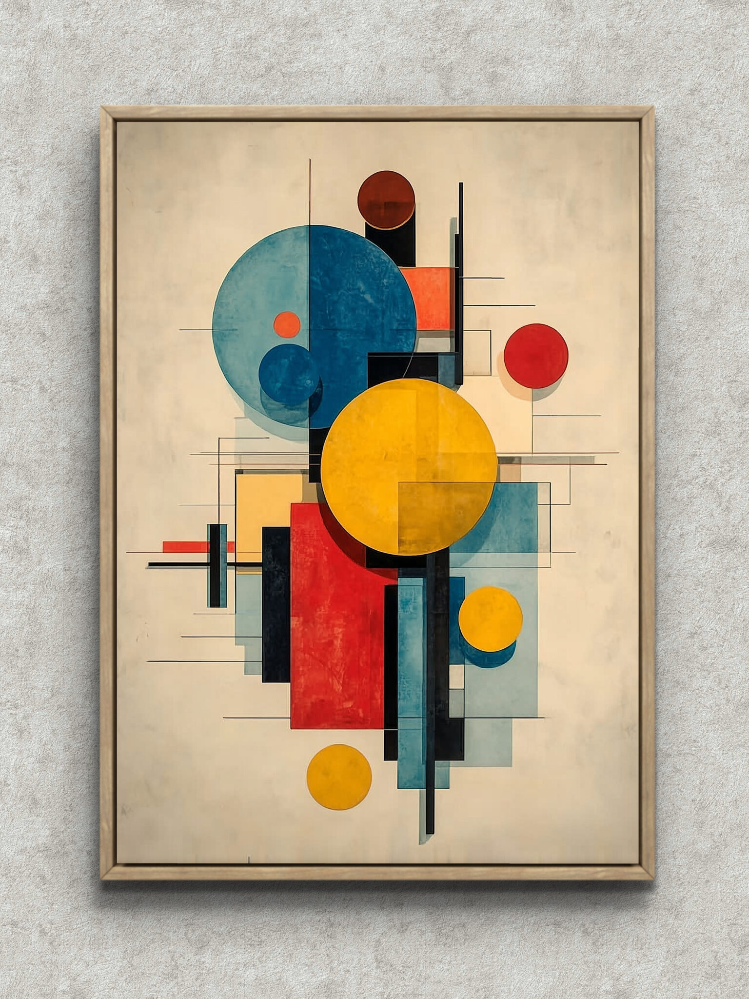 retro-geometric-composition-art-main-1-ma-10143.jpg 大きな円と矩形を重ねたモダン幾何学アートのメイン画像 フレーム設置イメージ