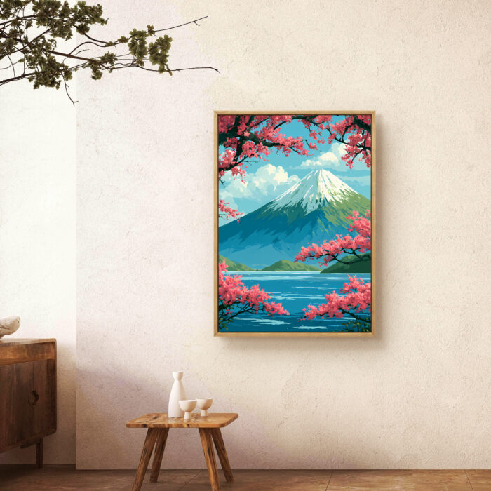 山 アートパネル｜桜越しに富士を望む春の風景