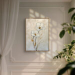 リビングに飾った白い花モチーフのフラワーアート 設置イメージ 2