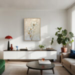 リビングに飾った白い花モチーフのフラワーアート 設置イメージ 3