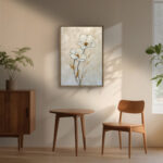 リビングに飾った白い花モチーフのフラワーアート 設置イメージ 4