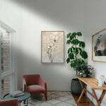 リビングに飾った白い花モチーフのフラワーアート 設置イメージ 5