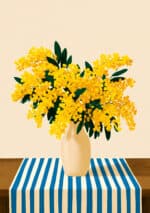 白い花瓶に黄色い花束を飾った北欧 イエロー フラワーアートパネル