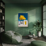 リビングに飾った黄の木と白壁のボタニカルアート 設置イメージ 12