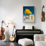 リビングに飾った黄の木と白壁のボタニカルアート 設置イメージ 14