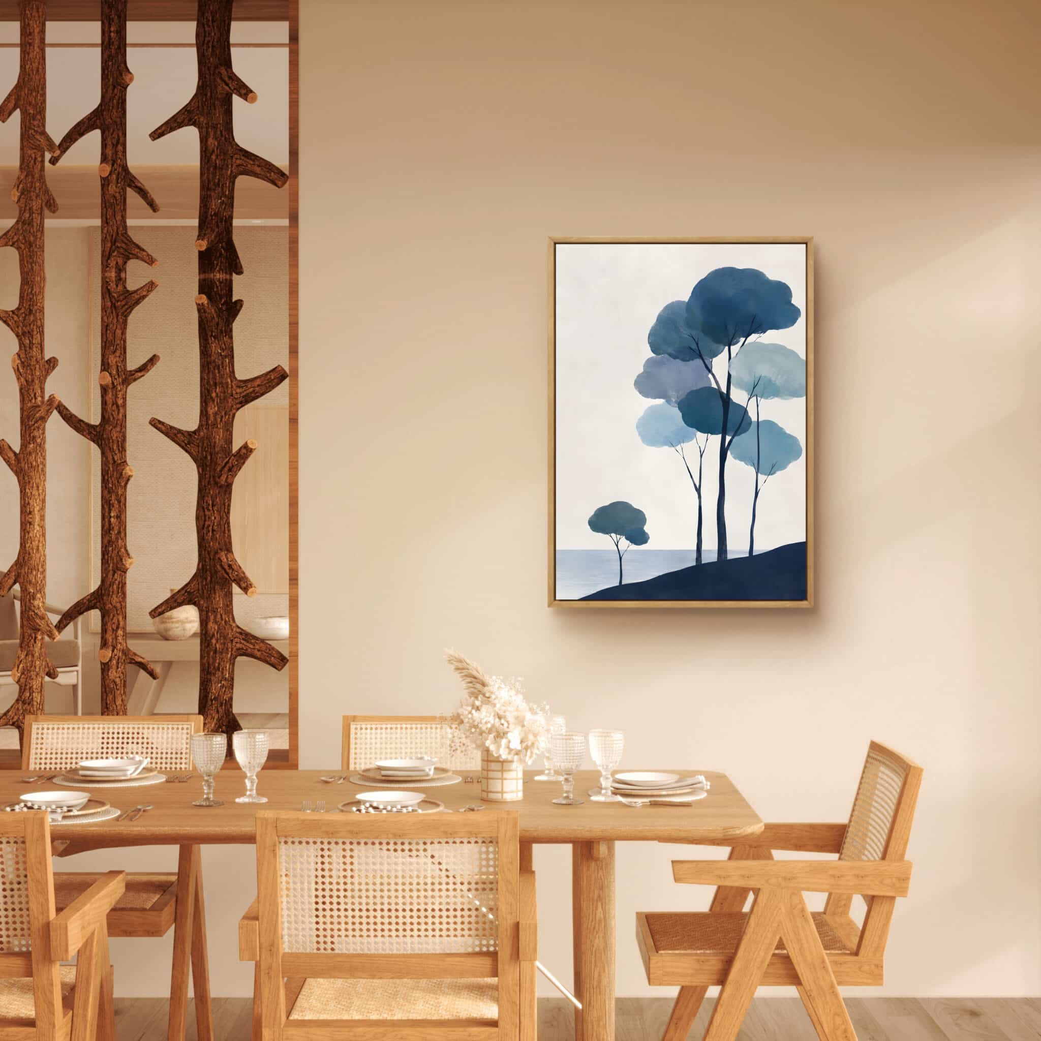 植物 インテリアアート｜青い木立と余白が澄む風景