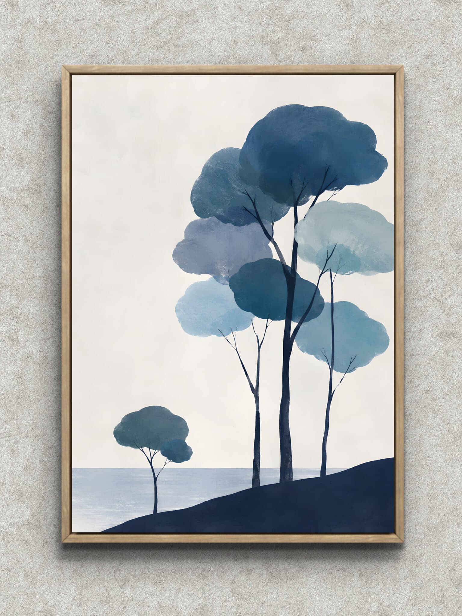 植物 インテリアアート｜青い木立と余白が澄む風景
