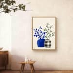 リビングに飾った青い花器モチーフの植物 インテリアアート 設置イメージ 3
