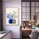 リビングに飾った青い花器モチーフの植物 インテリアアート 設置イメージ 5