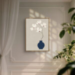 リビングに飾った青い花器と白花のフラワーアートパネル 設置イメージ 7