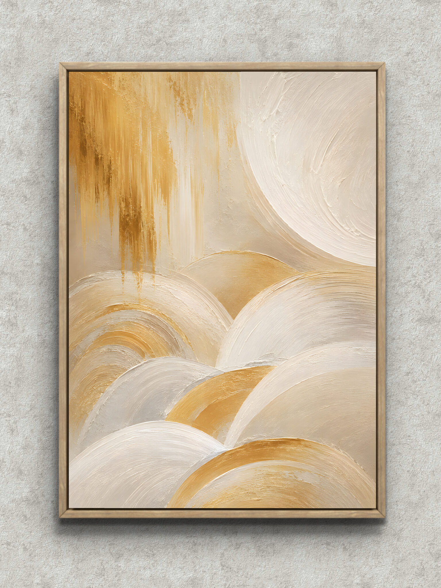 gold-white-semicircle-geometric-art-panel-main-1-ma-10781.jpg 金と白の半円が重なるやわらかな幾何学アートパネル フレーム設置イメージ
