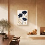 リビングに飾ったネイビーの花モチーフの植物 インテリアアート 設置イメージ 8