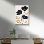リビングに飾ったネイビーの花モチーフの植物 インテリアアート 設置イメージ 4