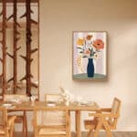 リビングに飾ったネイビーの花瓶モチーフの植物 インテリアアート 設置イメージ 3